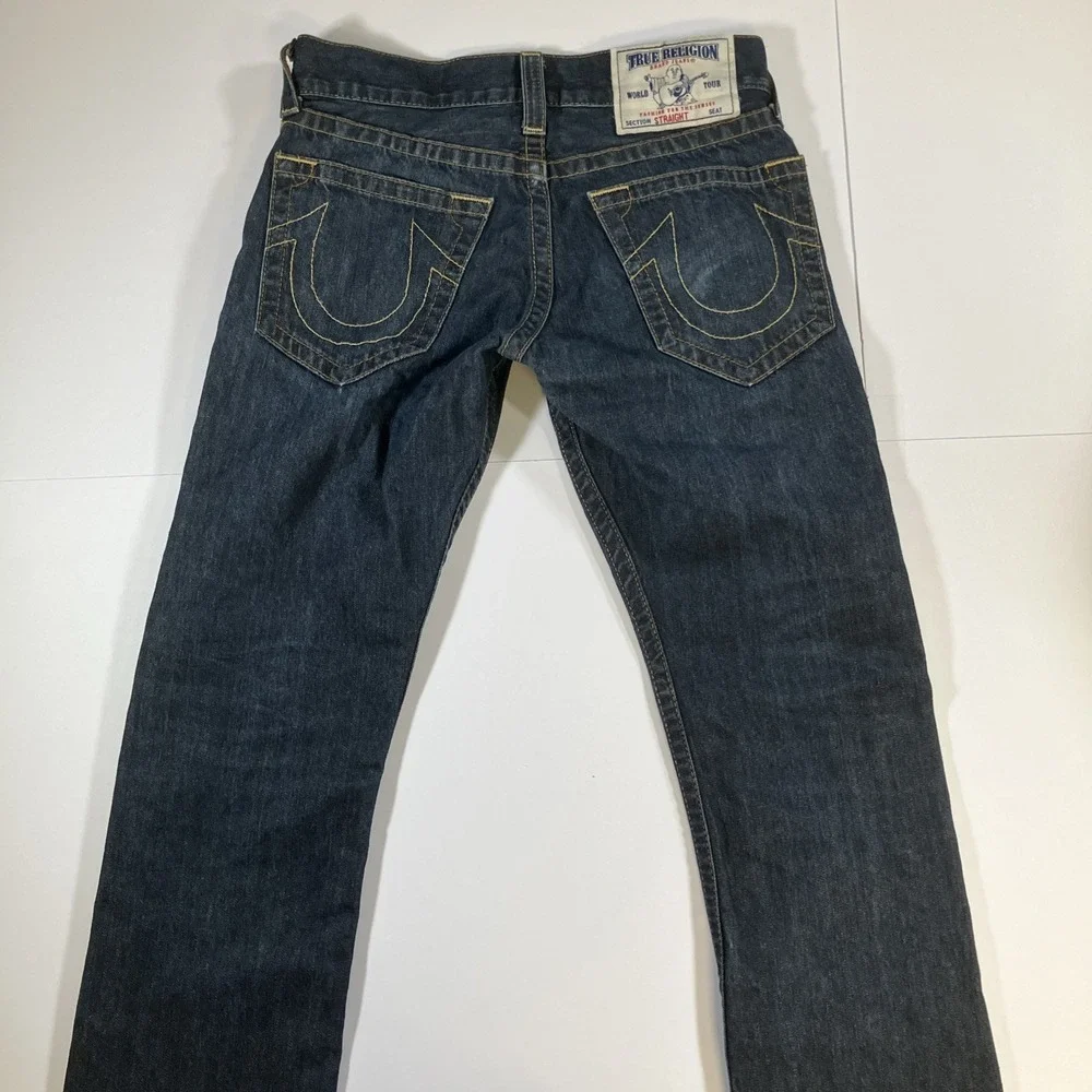 True Religion Basic Straight Jeans Mens 29 World Tour Dark Wash Denim